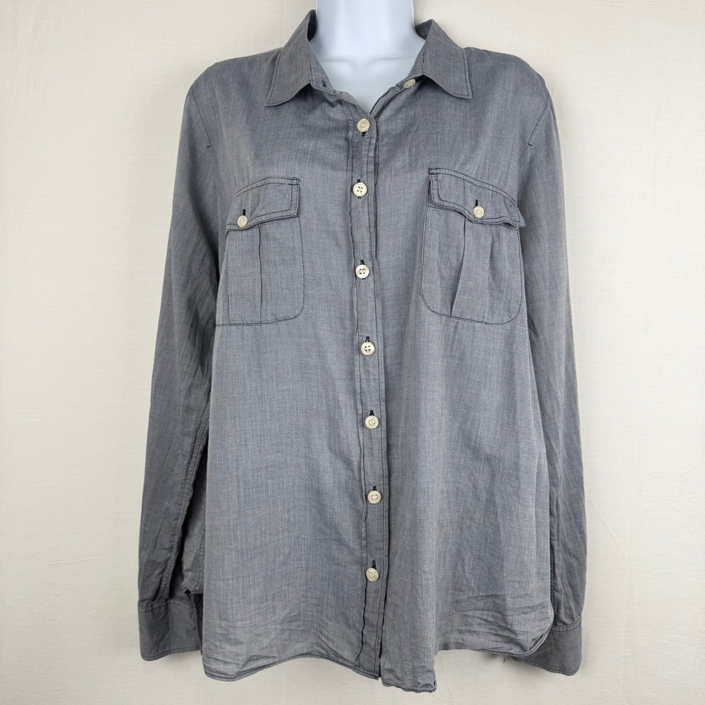 J.Crew The Perfect Shirt Womens XL Blue Chambray Cotton Button Down Long Sleeve